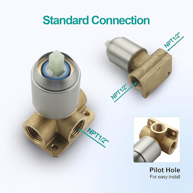 Wall Mount Bathroom Shower Valve Single Handle Shower Valves Mixer Hot and Cold Mixer Single Function Shower Handle Valve Trim Kit 4.3 Inch Cover Plate, Brushed Nickel