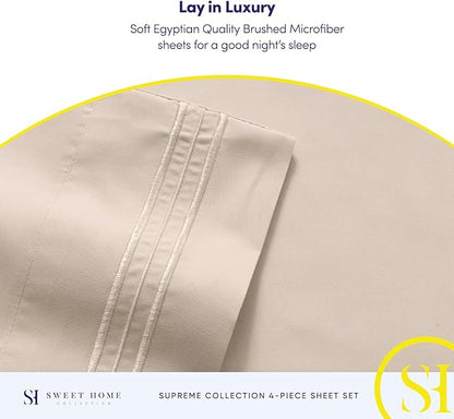 1800 Thread Count Sheet Set Ai Soft Egyptian Quality Brushed Microfiber Sheets Ai Luxury Bedding Set with Flat Sheet, Fitted Sheet, 2 Pillow Cases, Queen