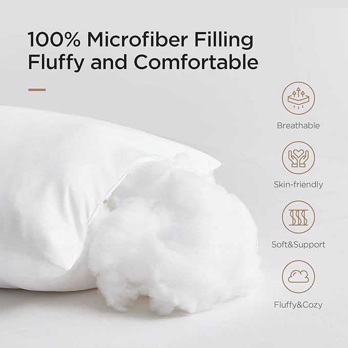 Acanva Throw Pillow Inserts for Bed Couch Sofa Chair Indoor Decorative, Square Sham Stuffer Cushion with Premium Polyester Microfiber, 28x28 Inch(2 Count), White