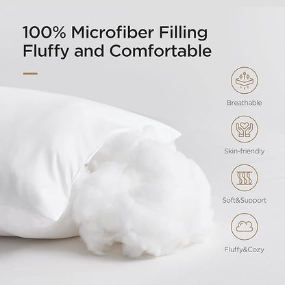 Acanva Throw Pillow Inserts for Bed Couch Sofa Chair Indoor Decorative, Square Sham Stuffer Cushion with Premium Polyester Microfiber, 28x28 Inch(2 Count), White