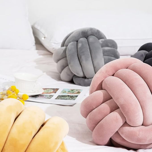Knot Pillow Ball Shaped Decorative Throw Pillows,Teal 20cm Cute Couch Cushion Knotted Plush Pillow Suitable for Living Room Bed Decoration Handmade Braided Throw Pillows