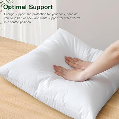 OTOSTAR Pack of 1 Down and Feather Throw Pillow Inserts, 20 x 20 Soft Fluffy Square Pillow Inserts with 100% Cotton Cover Decorative Pillows for Sofa Couch Bed-White
