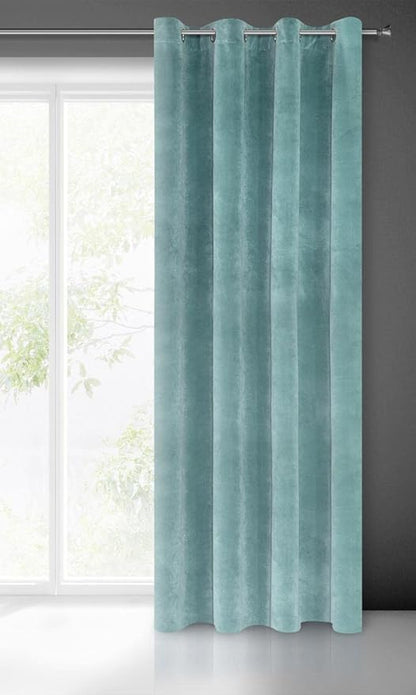 Villa Soft Plain Opaque Velvet Curtain with Eyelets - 1 Unit, Fluffy Panel Drape Classic Glamour Elegant Living Room, Bedroom, 290 g/m2, W55 x L98, Sea Green