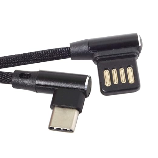 JSER USB-C 3.1 Type-C Male to Left Angled 90 Degree USB 2.0 Data Cable 15cm Dual Angled Type (Type-C)
