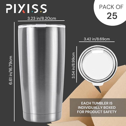Pixiss 16 oz Stainless Steel Coffee Tumbler - Insulated Travel Mug with Lid - Hot  Cold Drinking Cups for Coffee On the Go - BPA Free Lid - Vacuum Insulated Tumbler