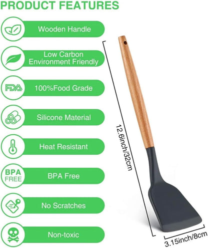 Silicone Rubber Kitchen Cooking Spatula - Heat Resistant - Nonstick - Medium to Large Rubber Kitchen Spatula