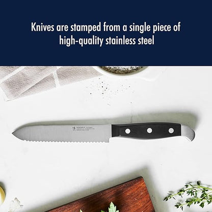 HENCKELS Statement Razor-Sharp 5-inch Serrated Utility Knife, Tomato Knife, German Engineered Informed by 100 Years of Mastery, BlackStainless Steel