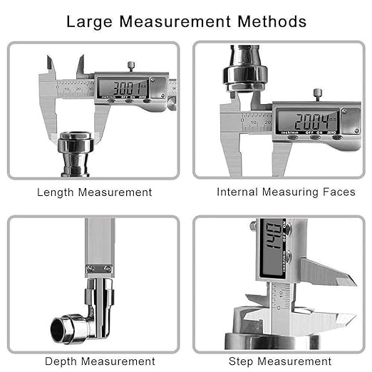 Digital Caliper, Caliper Measuring Tool with Stainless Steel, Electronic Micrometer Caliper with Large LCD Screen, Auto-Off Feature, Inch and Millimeter Conversion (6 Inch150 mm)