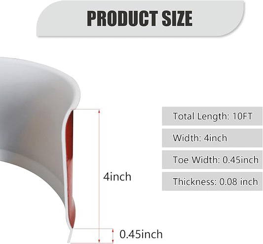 Flexible Baseboard Molding Trim 4Inch x 10Feet White Vinyl Wall Base Self-Adhesive, Peel and Stick Baseboard Molding Rubber Baseboard, Peel and Stick Trim Molding Baseboard Trim(4in x 10ft, White)
