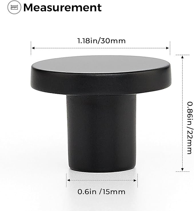 Ravinte 10 Pack Matte Black Cabinet and Drawer Knobs - 1-15 Inch Round Pulls for Kitchen, Dressers and Closets