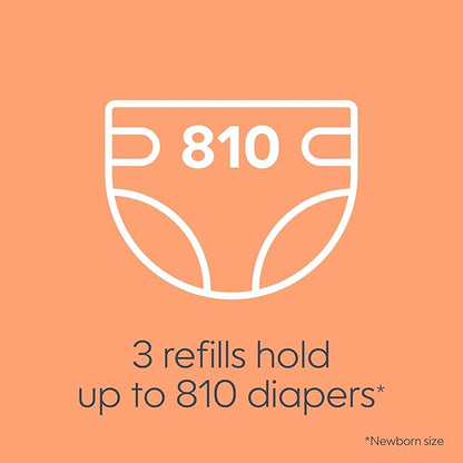 Diaper Genie Bags - Refills of 270 units (pack of 3) aroma for dirty clothes Diaper bucket refills with maximum odor blocking Capacity for up to 810 newborn diapers