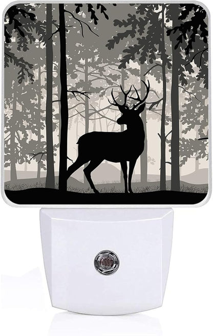 Forest Deer Night Light, Birch Tree Nightlight Plug into Wall,LED LampSuitable for Bedrooms,Kitchens,Toilets,Etc.Auto Sensor Dusk to Dawn,Energy-Saving