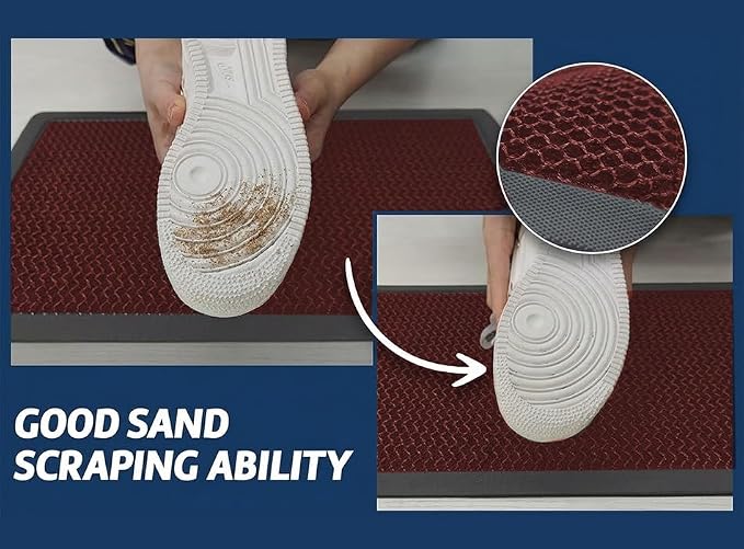 Muddy Mat® Meshy Mat™ Door Mat Heavy-Duty Quick-Dry Floor Mat, Sand & Dirt Trapper for Indoor & Outdoor, Ideal for Entrance, Mudrooms,Patios & Garages,Low-Profile,Non-Slip,Washable– Red 23"x35"x0.4"