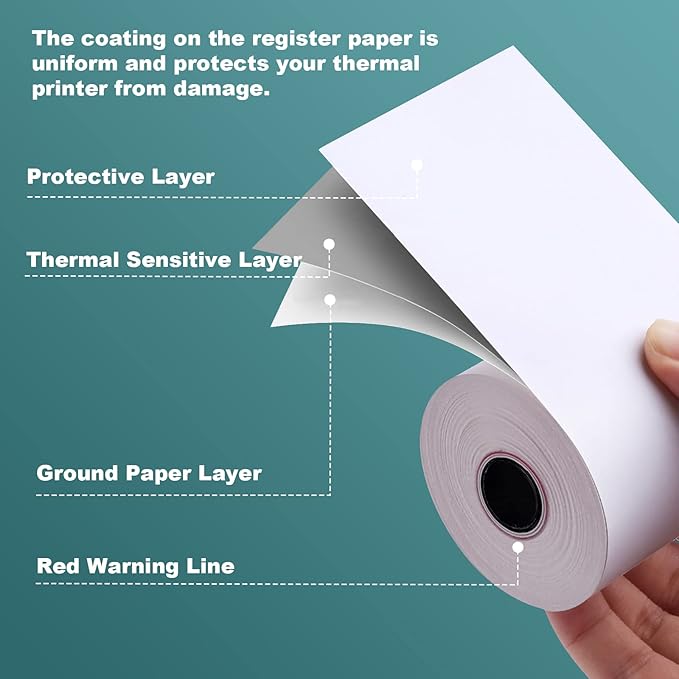 Thermal Paper 3 1/8 x 230ft Pos Receipt Paper, 10 Rolls Cash Register Roll TM-T88 T-20 T-90 SRP-350 370