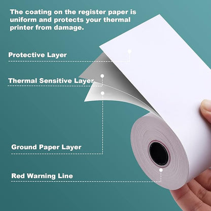 Thermal Paper 3 1/8 x 230ft Pos Receipt Paper, 10 Rolls Cash Register Roll TM-T88 T-20 T-90 SRP-350 370