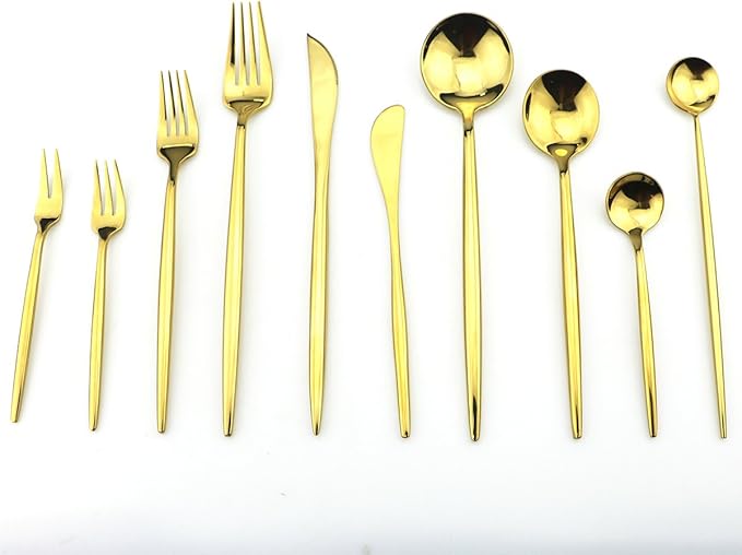 JASHII 4-Piece Luxury Mirror Polished Gold Butter Knife Bagels Cheese Knife 18/10 Stainless Steel Serving Utensil Set