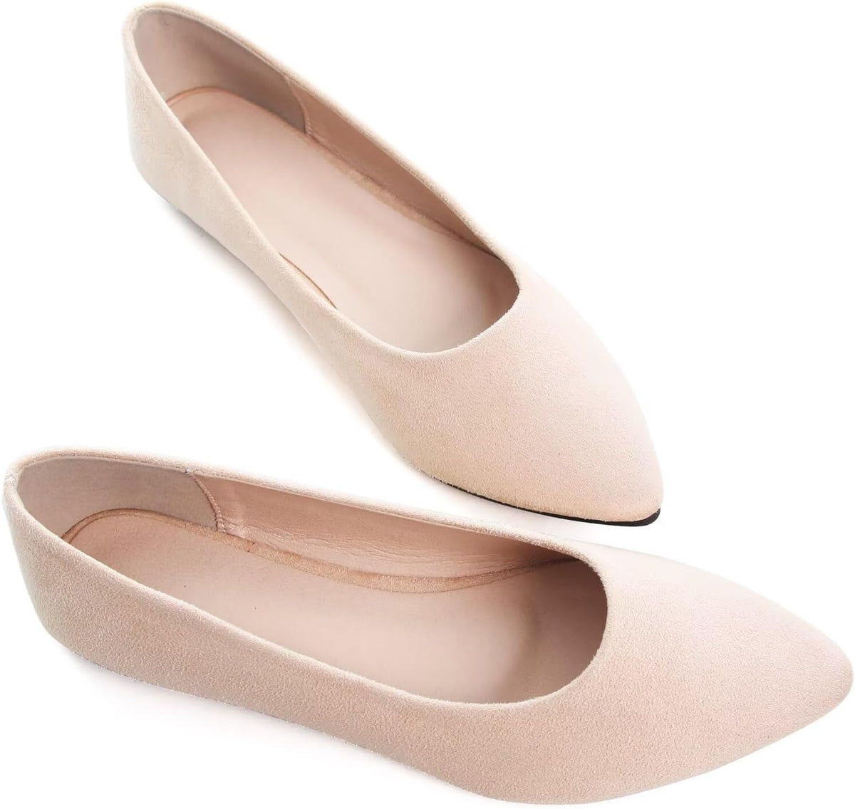 Women's Suede Pointed Toe Ballet Flats Comfortable Wedding Party Slip-On Ballerina Dressy Shoes for Women