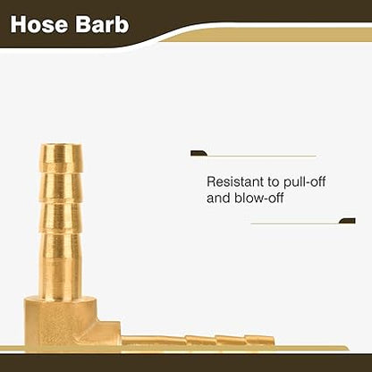 14" Hose Barb Elbow 90 Degree, Brass Barb Fitting for Fuel, Air, Oil, 4 Clamps Included (2-Pack)
