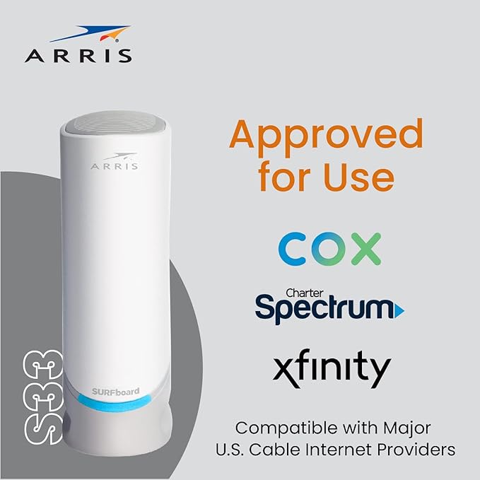ARRIS - SURFboard S33 32 x 8 DOCSIS 3.1 Multi-Gig Cable Modem with 2.5 Gbps