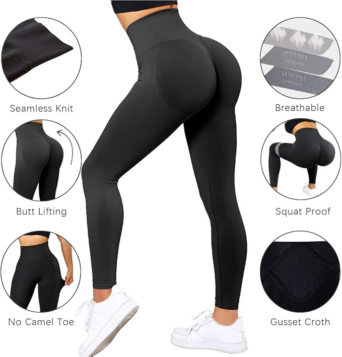 SUUKSESS Women Scrunch Butt Lifting Seamless Leggings Booty High Waisted Workout Yoga Pants