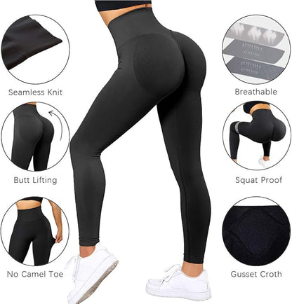 SUUKSESS Women Scrunch Butt Lifting Seamless Leggings Booty High Waisted Workout Yoga Pants