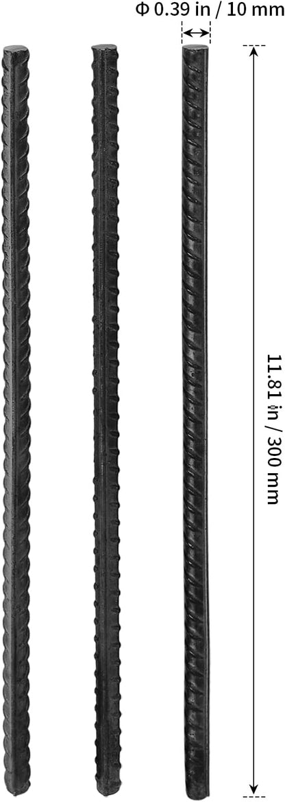 SHEUTSAN 20 PCS 12 Inch Rebar Stakes, 38' Thick Heavy Duty Steel Rebar Ground Anchor, Straight Metal for Camping Tent, Concrete Forming, Plant Stakes, Black