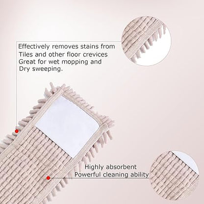 Jerliflyer Microfiber Dust Mop Pad, Wet Dry Floor Cleaning Mop Replacement Pad, Mop Pad with Extra Chennai Fill for Tiled Floors, Hardwood Floors (Cream Colour)