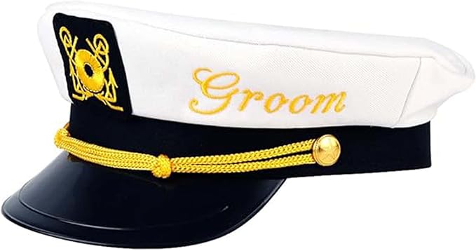Brosash Bachelor Party Captain's Hat - Groom to Be Nautical Bachelor Hat | Funny Accessory Boats n' Hoes Bridal Shower