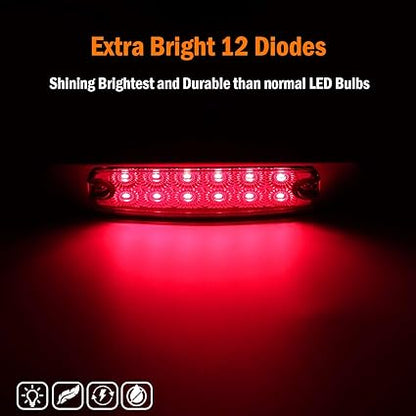 MADCATZ (Pack of 2 6.4 Inch Fish Shape Red 12 LED Clearance Side Marker Sealed Surface Bulbs Button Lights for Trailer Truck Pickup Cabin Bus 12V DC BB12