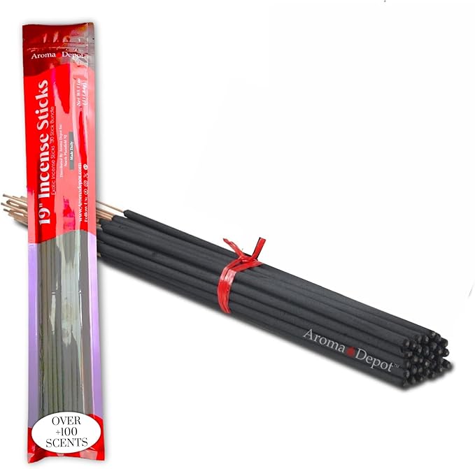 Aroma Depot Frankincense 19'' Most Exotic Incense Sticks Jumbo. Approx 27 to 30 Sticks Per Bundle. 19 Inch Extra Large, Each Natural Stick Burns for 3 to 4 Hours. Exotic Long-Lasting Fragrance.