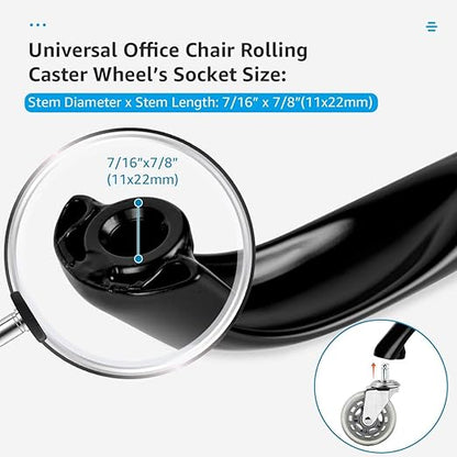 MASTERY MART Office Chair Base Replacement, 28 Inch, 2500 Lbs, Heavy Duty Metal Leg for Swivel Gaming Chair, Universal Caster Hole, Matte Black