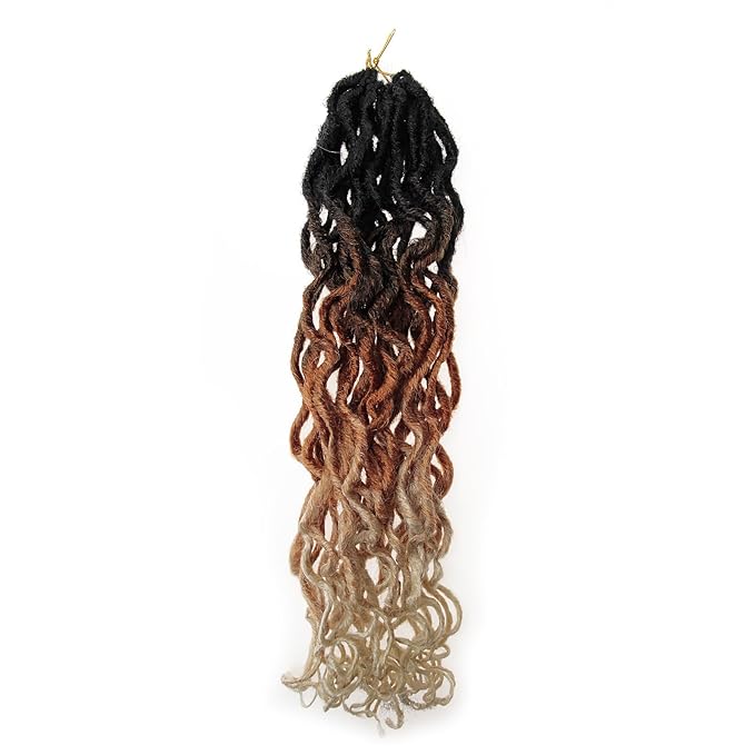 New Goddess Locs Crochet Hair,18" Faux Locs Crochet Hair Hippie Locs Synthetic Extension Ombre Crochet Locs Boho Style Crochet Braids (2 Packs 1B30613, 18")