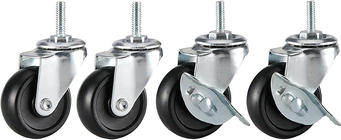 Wire Shelf Caster Wheels - Set of 4 Wire Shelving Shelf Casters for 0.75" Post Shelvings,Wire Shelving Rack Wheels,Shelves Wheels for 34 Inches Post,Metal Shelves Wheels,Wire Rack Casters