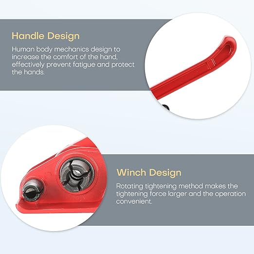 Poly Strapping Tensioner & Cutter Manual Strapping Tools Heavy Duty Manual Strapping Tensioner Cutter Cord Strapping Machine Windlass for 1/2" -3/4" Width Polyester Polyproplyn Strap (Red)