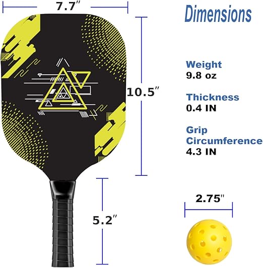 Pickleball Paddles, Pickleball Set with 4 Premium Wood Pickleball Paddles, 4 Cooling Towels, 4 Pickleball Balls & Carry Bag, Pickleball Paddle with Cushion Comfort Grip, Gifts for Men Women