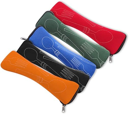 Bluelanss Portable Tableware Zipper Bag Outdoor Travel Camping Cutlery Pouch Storage Bag for Knife, Fork, Spoon, Tea Spoon, Chopsticks, Bottle Opener Blue