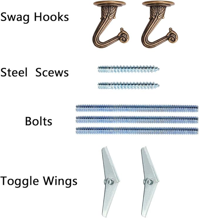 Wocoe 10 Sets Ceiling Hooks - Heavy Duty Swag Hook with Steel Screws Bolts and Toggle Wings for Hanging Plants and Toggle Wings Ceiling Installation Cavity Wall Fixing Brass
