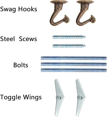 Wocoe 10 Sets Ceiling Hooks - Heavy Duty Swag Hook with Steel Screws Bolts and Toggle Wings for Hanging Plants and Toggle Wings Ceiling Installation Cavity Wall Fixing Brass