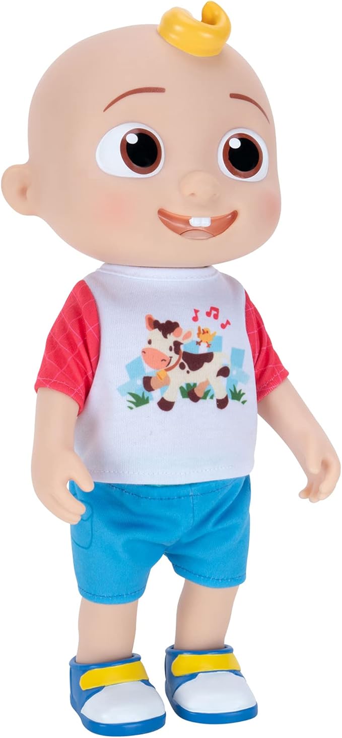 CoComelon Deluxe Interactive JJ Doll - Includes JJ, Shirt, Shorts, Pair of Shoes, Bowl of Peas, Spoon- Toys for Preschoolers