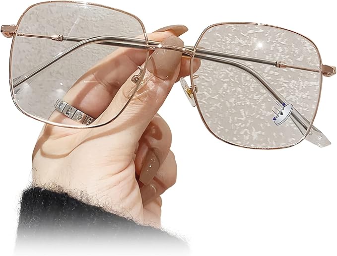 HomeSoGood Oversized Square Blue Light Blocking Glasses Retro Metal Frame Glasses Computer Gaming Glasses for Women Men Eye Accessories