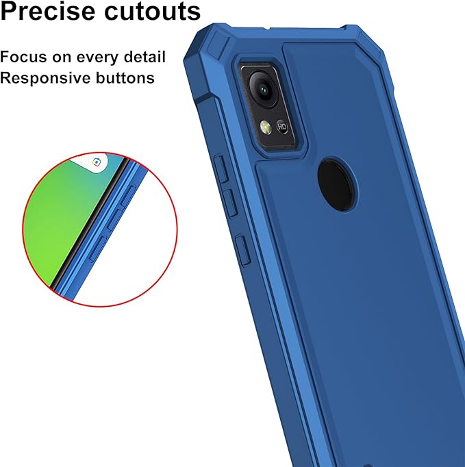 Ailiber Case for ATT Motivate 4, Cricket Icon 5 Phone Case with Screen Protector, Dual Layer Structure Protection, Shockproof Corners TPU Bumper, Military Grade Protective Cover for Motivate 4-Blue