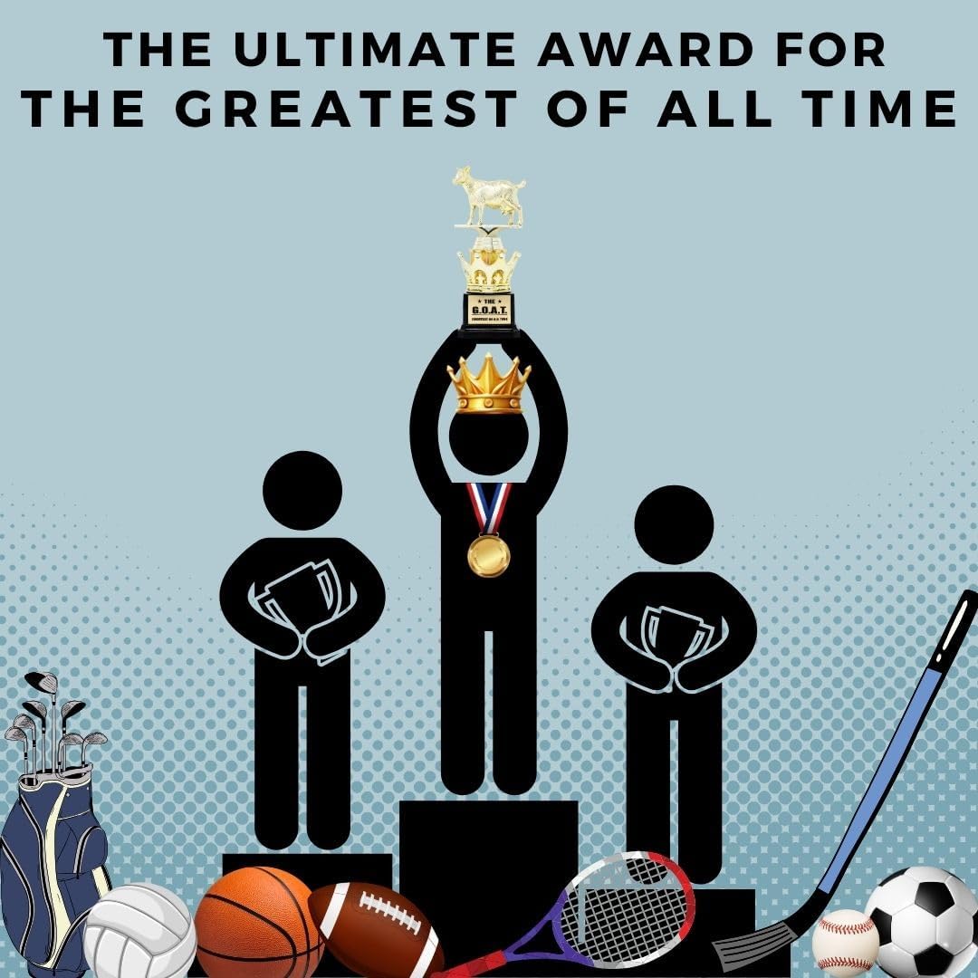 Alpha Awards Goat CUSTOM Trophy - G.O.A.T. - Greatest of All Time Funny Trophy Award - Appreciation Gift for Boss, Coworker, Friend - League Champion Award Winner (Plate reads: "The G.O.A.T Best dessert!" In black, "Fugaz One" font