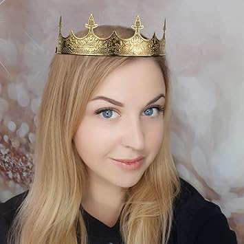 TOBATOBA Gold King Crown for Men - Medieval Renaissance Costume Accessory for Prince Crown Birthday, Prom, Halloween, Cosplay