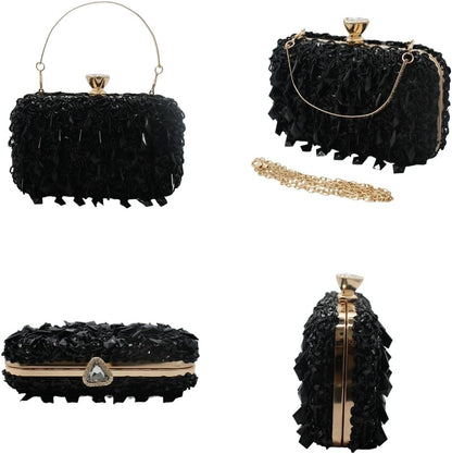 RomanticDesign Women Bling Evening Bag Fashion Embroidered Beaded Sequin Clutch Cocktail Wedding Party Purse
