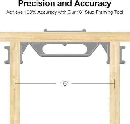 Framing Tools - 16 Framing Stud Layout Tool, Stud Framing Jig for 16 Inch On-Center Precision Wall Stud Framing Measurement (1-Piece)