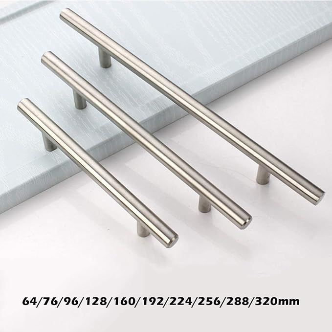 Gobrico 6 Pack T bar Kitchen Cabinet Drawer Handles and Pulls in Brushed Nickel Stainless Steel Dresser Kitchen Knobs Hole Centers 3Inch76mm Total Length 5Inch128mm
