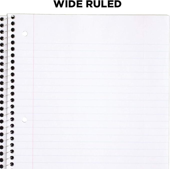 Mead Spiral Notebooks, 1 Subject, Wide Ruled Paper, 70 Sheets, 10-12 x 7-12 inches, Blue, 4 Pack (38400)