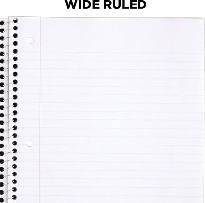 Mead Spiral Notebooks, 1 Subject, Wide Ruled Paper, 70 Sheets, 10-12 x 7-12 inches, Blue, 4 Pack (38400)