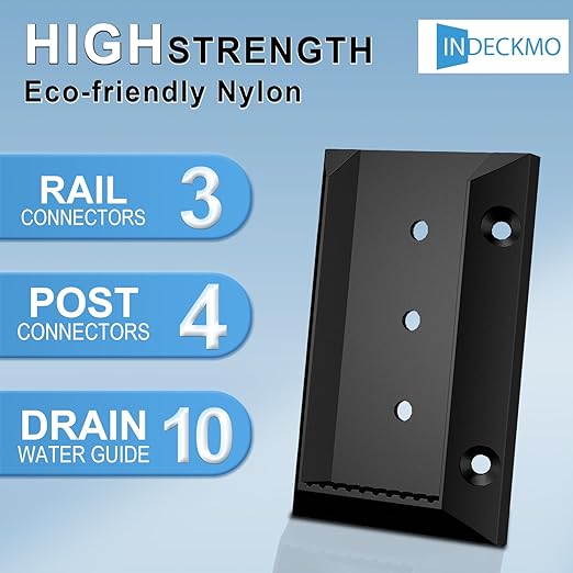 30pcs Deck Railing Bracket Connectors, 2x4 (1.5"x3.5") Brackets for Railing Wood Lumber Post, Sturdy Nylon Deck Rail Brackets with 210pcs Screws for Wooden Stair Fence Railings Handrail DC03