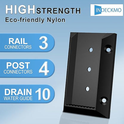 30pcs Deck Railing Bracket Connectors, 2x4 (1.5"x3.5") Brackets for Railing Wood Lumber Post, Sturdy Nylon Deck Rail Brackets with 210pcs Screws for Wooden Stair Fence Railings Handrail DC03